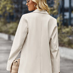 Nadorine Casual Long Blazer Jacket Lapel Open Front Office Suit