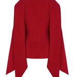 Flared Sleeves Long Sleeves Solid Color Zipper Boat Neck T-Shirts Tops