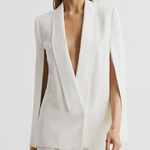 Cape Loose Solid Color Split-Joint V-Neck Blazer