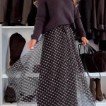 Timeless Treasures Tulle Polka Dot High Rise Elastic Waist Maxi Skirt