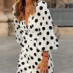 Always The One Polka Dot Button Puff Sleeve Mini Dress