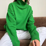Turtleneck Loose Long Sleeve Knitted Pullover Sweater Tops