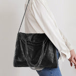 Metallic Pattern Chain Shoulder Tote Bag Funky Style