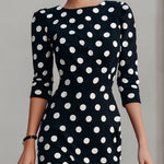 Black & White Polka Dot Midi Sheath Dress
