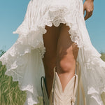 【24-hour shipping out】Romantic And Fashionable Short Front And Long Back Lace Patchwork Denim Skirt