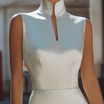 High-Neck Sleeveless Slit Midi Dress