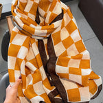 Simple Fashion Contrast Color Plaid Printed Scarf