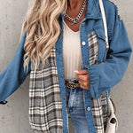 Plaid Patchwork Jackets Lapel Collar Spliced Button Down Pockets Overcoats