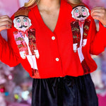 Christmas Nutcracker Sequined Casual Knitted Cardigan