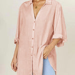 Nadorine Half Sleeves Casual Tops Blouse Solid Basic Loose Travel Top