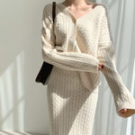 Women's Elegant Two Pieces Sweater Outfits Open Front Cardigan and Bodycon Skirt Sets