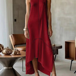 Sleeveless Split-Joint Split-Side High Neck Maxi Dresses