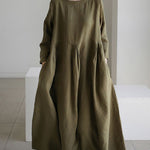 Nadorine Women's Dress Loose Casual Baggy Oversized Long Sleeve Midi Dress