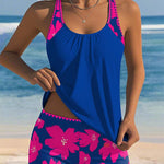 Emma | Flower Print U-Neck Tankini