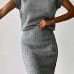 Sleeveless Vest + Knitted Skirt Two-piece Set