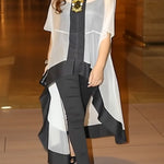 Batwing Sleeves High-low Gauze See-Through Split-Joint Round-neck Blouses&shirts Tops