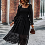 Nadorine Women's Bell Sleeve Shirred Bodice Ditsy Dress