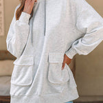 Pocketed Long Sleeves Drawstring Hoodied Sweatshirt