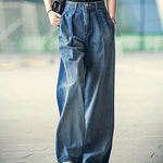 Simple Loose Jeans Casual Fit Jean Trouser Contrast Bloomers Denim Pants