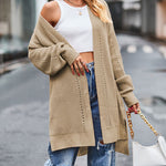 Open Front Knitted Long Cardigan Long Sleeve Casual Lightweight Knitted Cardigans Outerwear
