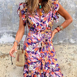 Nadorine Women's Bohemian Floral Print Daily Holiday Going out V Neck Sleeveless Dress