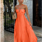 Lily Crompton | Pleated Halter Maxi Dress For Women