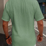 KZZ Men's casual striped short-sleeved shirt