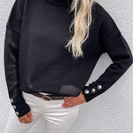 Casual Loose Solid Color High-Neck Long Sleeves Knitwear