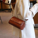 Genuine Leather Women's Bag Vegetable Tanned Cowhide Cylinder Bag Crossbody Bag Shoulder Bag