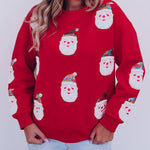 Fiery Red Sequined Christmas Santa Clause Graphic Sweatshirt