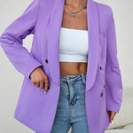 Nadorine Casual Blazers Double Breasted Long Sleeve Work Office Blazer Jacket