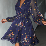 Sexy V-neck Chiffon Print A-line Mini Dresses