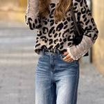 Sweet and Cool Leopard Print Lace Collar Button Sleeve Cardigan