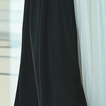 High Waisted Loose Contrast Color Pleated Mock Neck Maxi Dresses