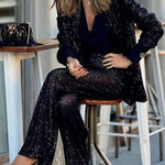 Special Treat Sequin High Rise Wide Leg Party Pants