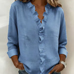Cayla | Elegant V-neck Ruffles Blouse