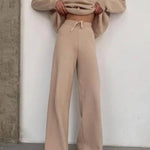 Knitted Solid Color Loose Casual Suit