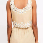 Vacation Season Floral Eyelet Poplin Tank and High Rise Elastic Waist Midi Skirt