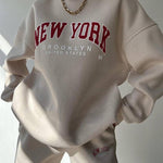 Two Piece Outfits Casual Lounge Sets Round Neck Sweatshirt Pullover with Hip Hop Pants