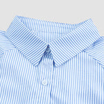 Nadorine Stripe Button-Down Long Sleeve Shirt Contrast Business Casual Top Loose Blouse