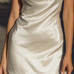 Luxurious Satin Cowl Neck Halter Mini Dress