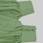 A-Line Long Sleeves Pleated Pockets Solid Color Zipper V-Neck Midi Dresses