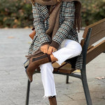 Plaid loose one-button autumn and winter lapel coat