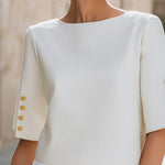 Button Detail Split Sleeve Elegant Top
