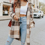 Knee Length Lapel Plaid Flannel Shirt Jacket