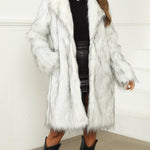Faux Fur Fox Coat Long Warm Thick Overcoat Cardigan