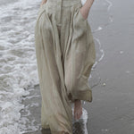 High Waist Drape Wide Leg Pants