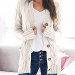 Plain Twist Button Cardigan Sweater