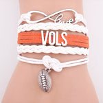 Multi-layered Leather Cord Friendship Bracelet Infinite Love Rugby VOLS Letter Bracelet