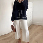 Nadorine Casual Edge Contrast Sweater Pullover